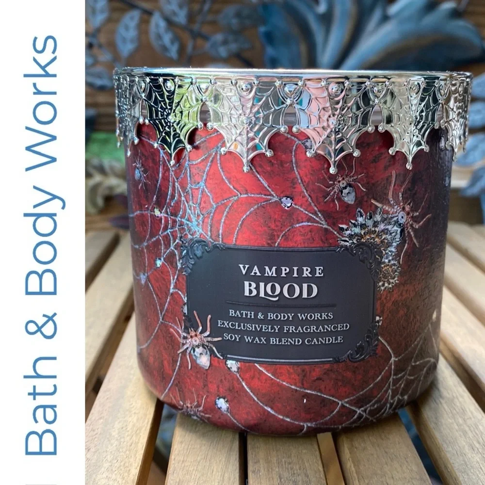 Bath & Body Works Vampire Blood 3 Wick Candle With Decorative Skull Lid